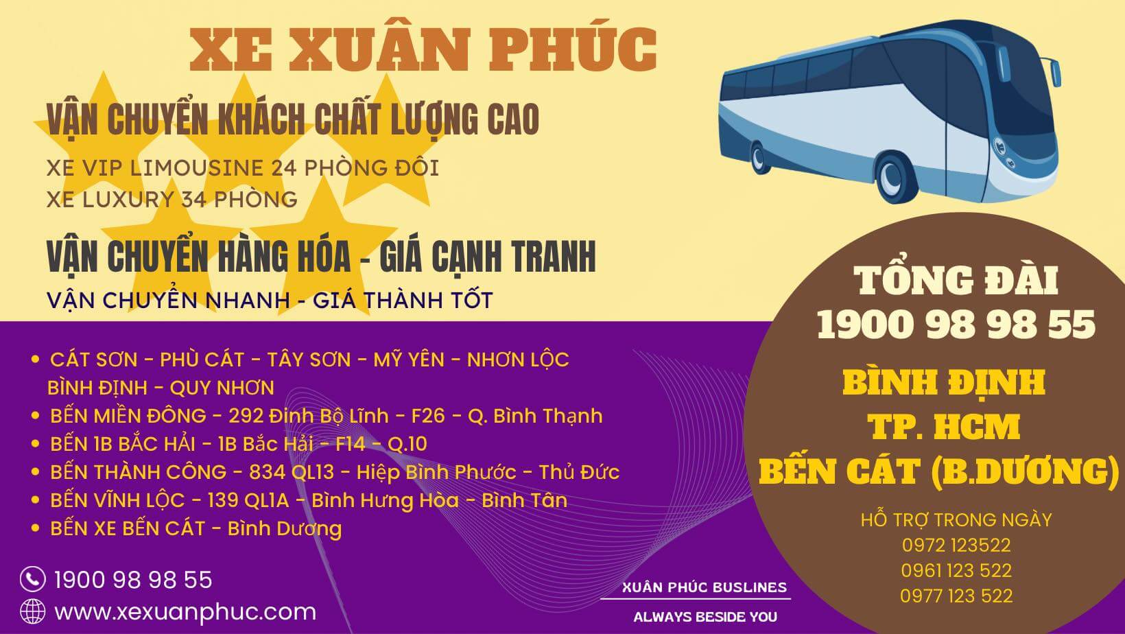 Hệ thống hoạt động nhà xe Xuân Phúc