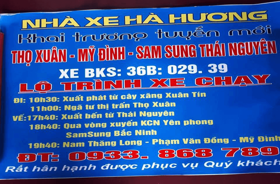 Hệ thống hoạt động nhà xe Hà Hương